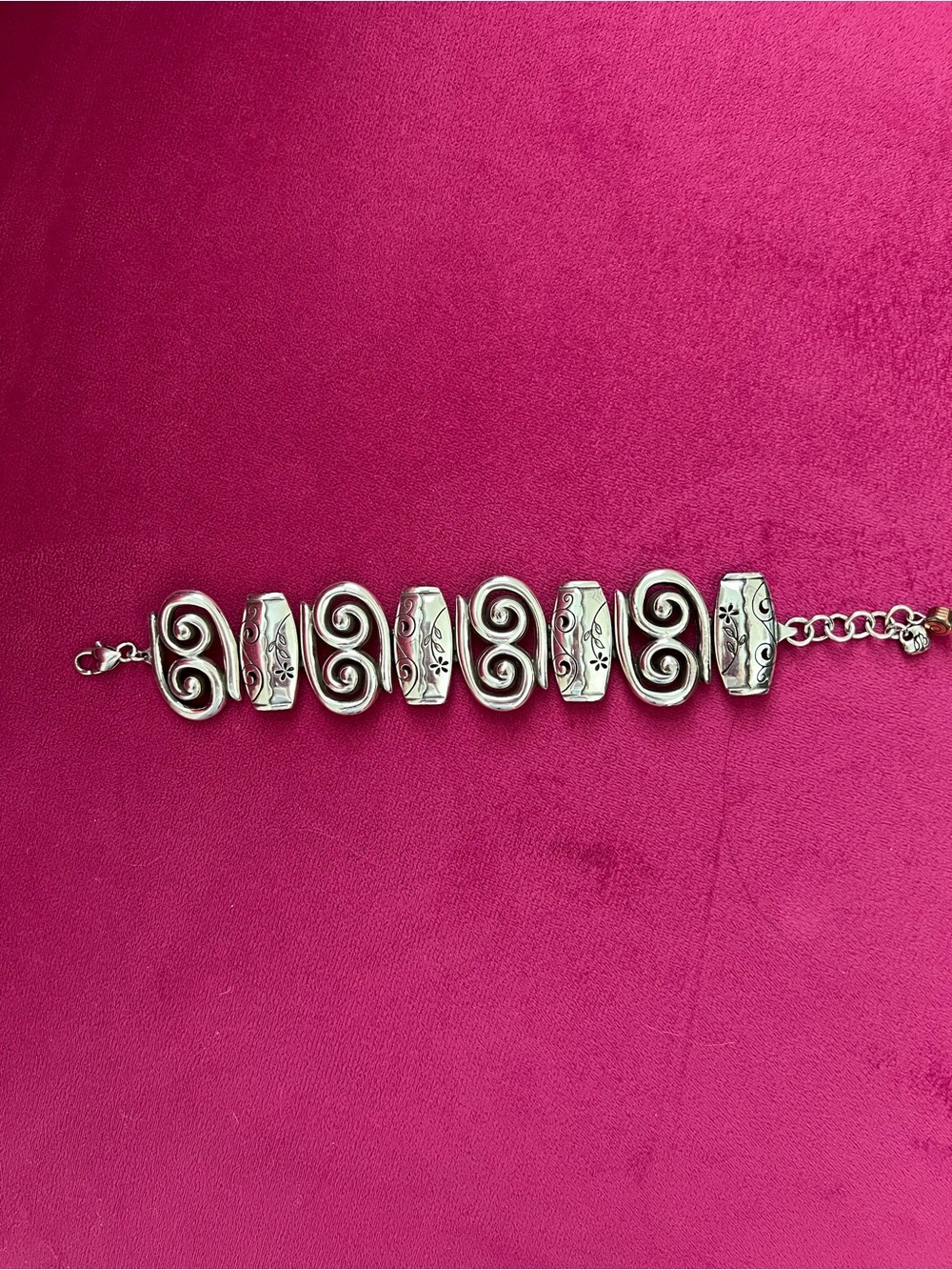 Brighton Silver-Tone Scroll & Floral Link Bracelet - Picture 1 of 4